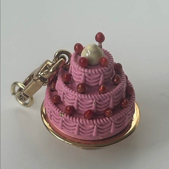 Juicy Couture Pink with  Strawberry Wedding/ Birthday Cake Charm Rare Retired - Picture 7 of 10